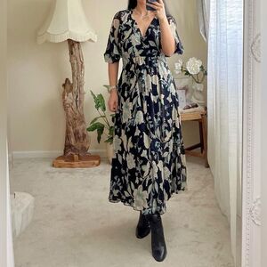 Mango chiffon flowy floral dress new